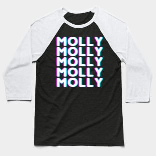 Trippy Molly glitch design for ravers and party people in pink, blue and white Baseball T-Shirt